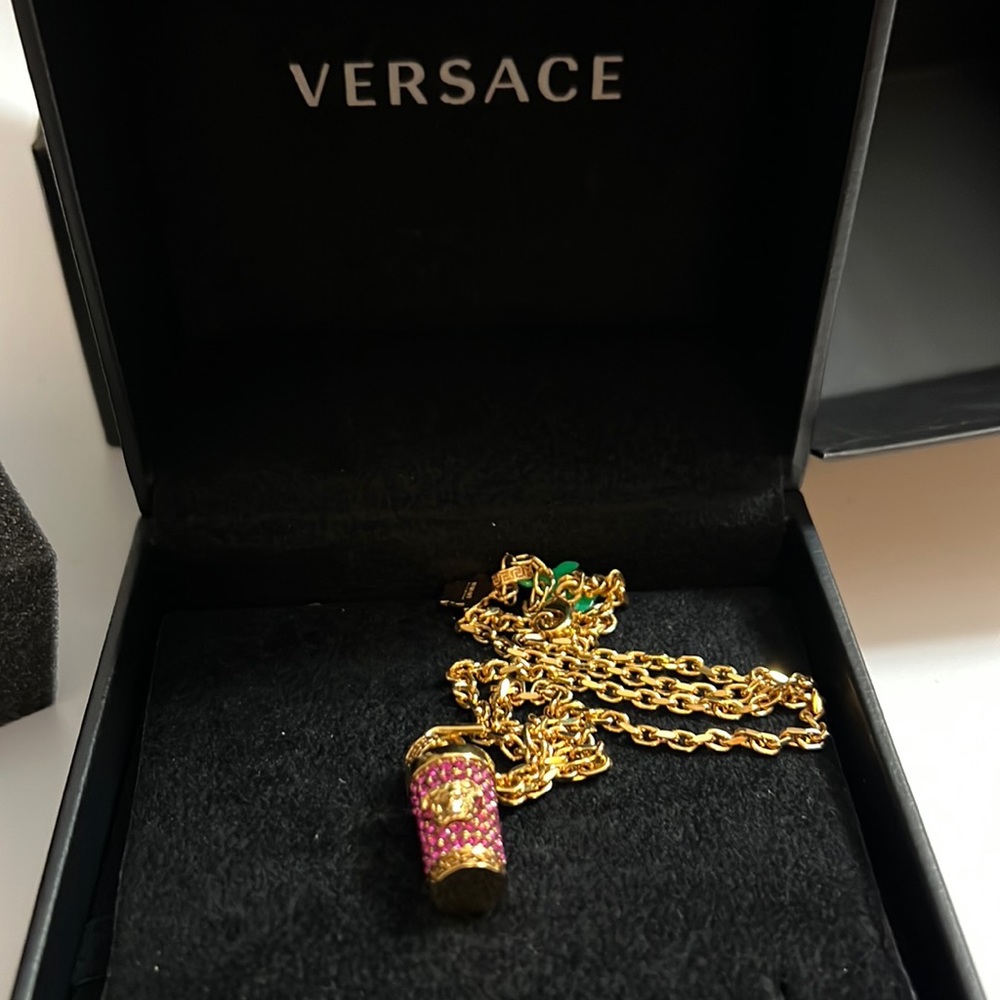 New Versace Medusa pink charm necklace
